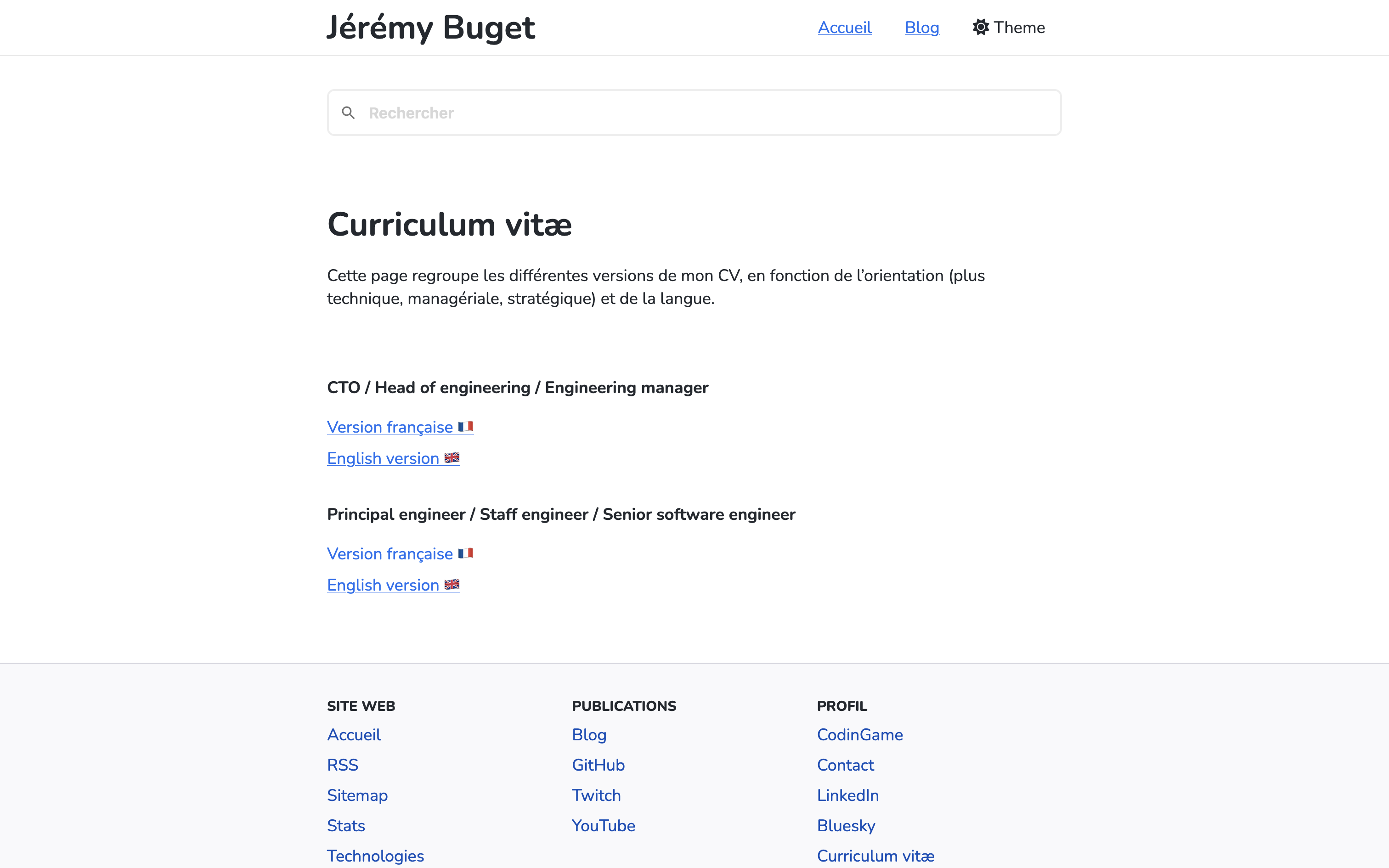 Page qui liste les CV
